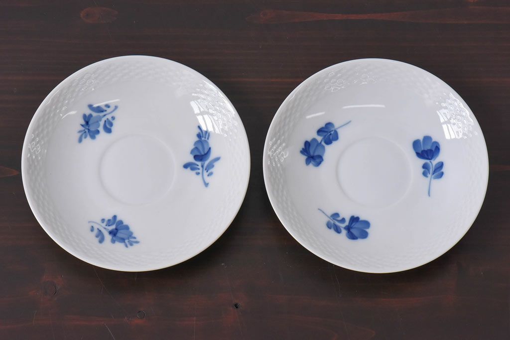 アンティーク雑貨　中古　ROYAL COPENHAGEN(ロイヤルコペンハーゲン)　blue flower　カップ&ソーサー(コーヒーカップ、洋食器)2客セット