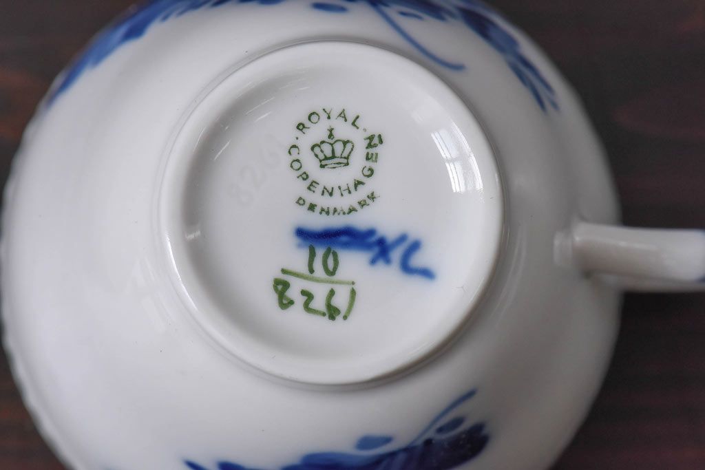 アンティーク雑貨　中古　ROYAL COPENHAGEN(ロイヤルコペンハーゲン)　blue flower　カップ&ソーサー(コーヒーカップ、洋食器)2客セット