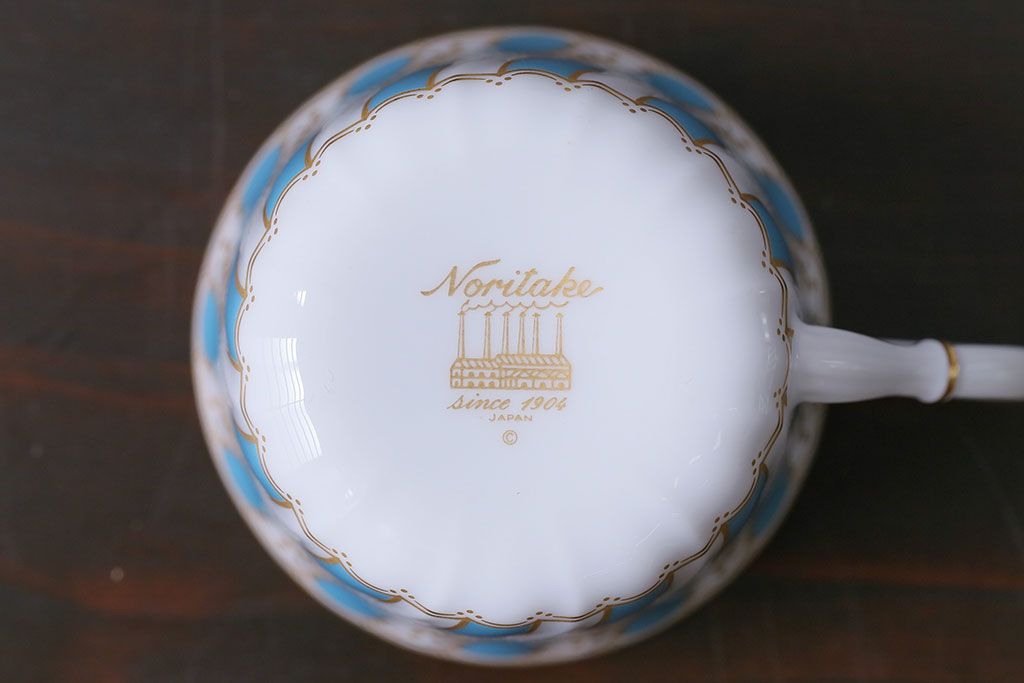 アンティーク雑貨　中古　ノリタケ(Noritake、則武)　ダイヤモンドコレクション印　カップ&ソーサー2客セット(洋食器)(1)