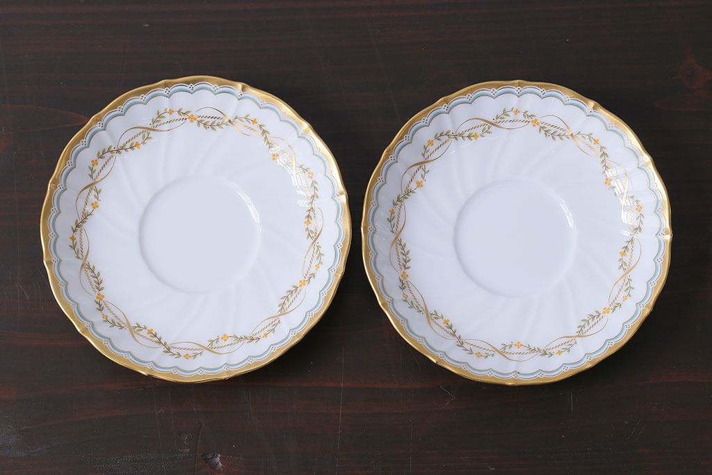 アンティーク雑貨　中古　ノリタケ(Noritake、則武)　ダイヤモンドコレクション印　カップ&ソーサー2客セット(洋食器)(1)