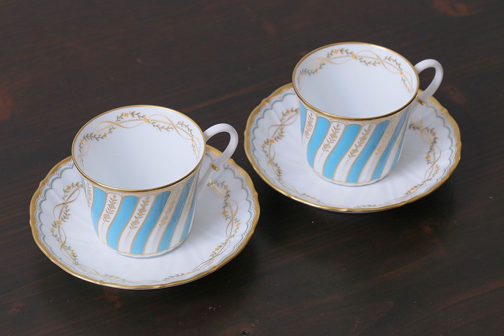 アンティーク雑貨　中古　ノリタケ(Noritake、則武)　ダイヤモンドコレクション印　カップ&ソーサー2客セット(洋食器)(2)