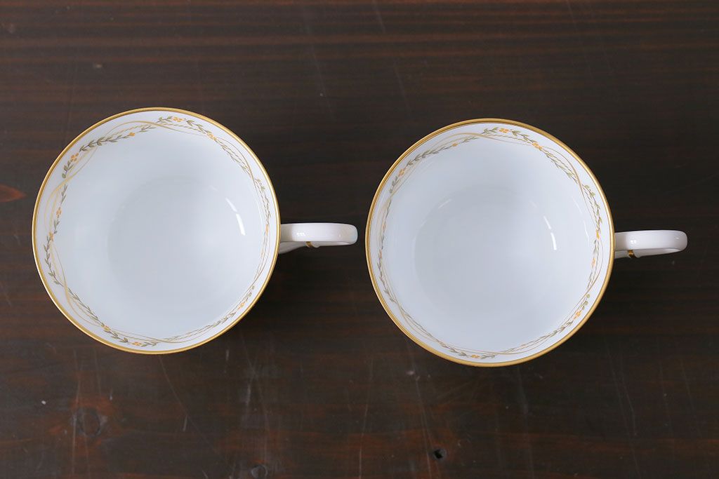 アンティーク雑貨　中古　ノリタケ(Noritake、則武)　ダイヤモンドコレクション印　カップ&ソーサー2客セット(洋食器)(2)