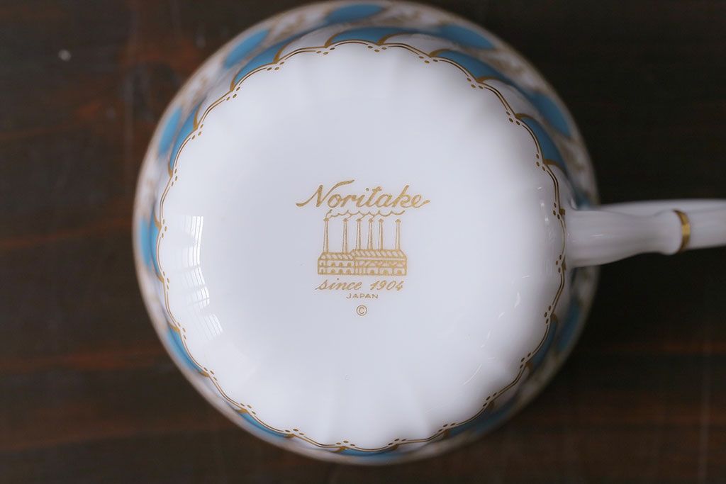 アンティーク雑貨　中古　ノリタケ(Noritake、則武)　ダイヤモンドコレクション印　カップ&ソーサー2客セット(洋食器)(2)