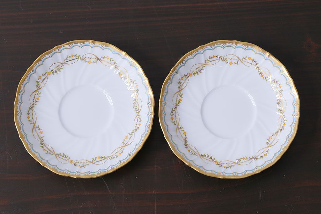 アンティーク雑貨　中古　ノリタケ(Noritake、則武)　ダイヤモンドコレクション印　カップ&ソーサー2客セット(洋食器)(2)