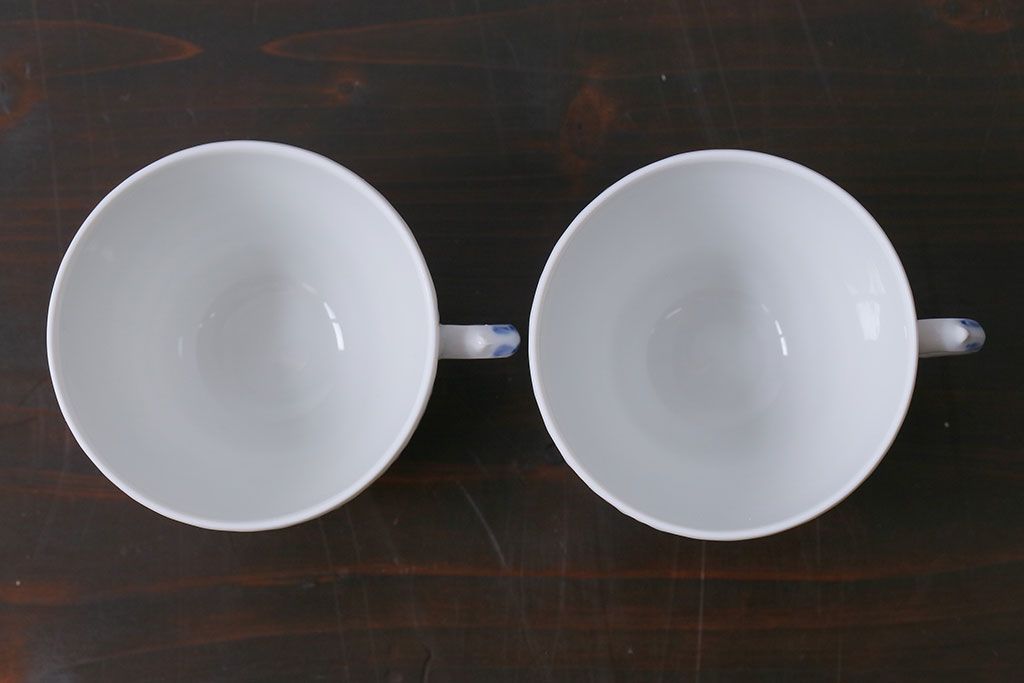 アンティーク雑貨　中古　ROYAL COPENHAGEN(ロイヤルコペンハーゲン)　ブルーフラワー　プレイン　カップ&ソーサー(コーヒーカップ、洋食器)2客セット(3)
