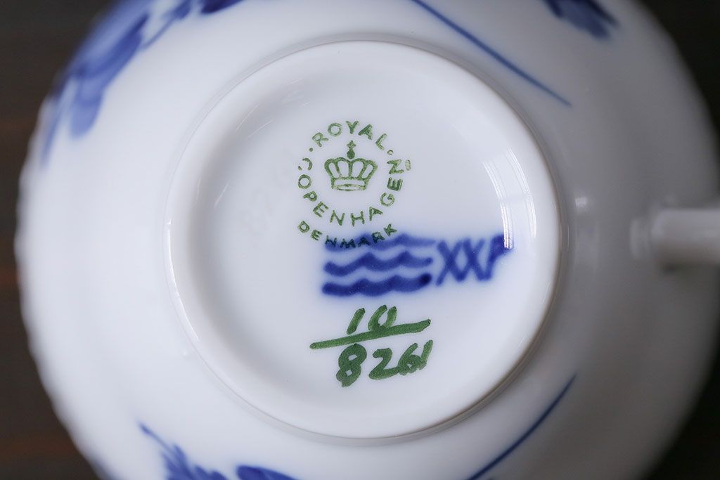 アンティーク雑貨　中古　ROYAL COPENHAGEN(ロイヤルコペンハーゲン)　ブルーフラワー　プレイン　カップ&ソーサー(コーヒーカップ、洋食器)2客セット