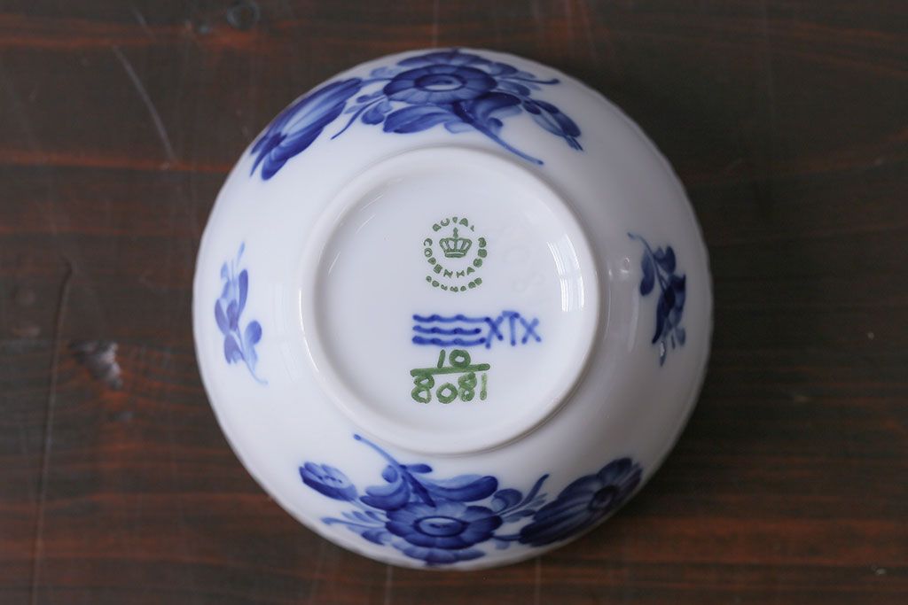 アンティーク雑貨　中古　ROYAL COPENHAGEN(ロイヤルコペンハーゲン)　ブルーフラワー　シュガーボウル(シュガーポット、洋食器)