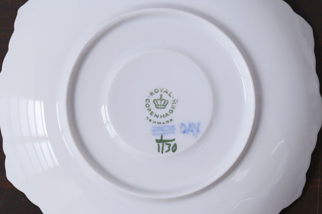 アンティーク雑貨　中古　ROYAL COPENHAGEN(ロイヤルコペンハーゲン)　ブルーフルーテッド　フルレース　カップ&ソーサー(ティーカップ、洋食器)2客セット(定価約8万6千円)(1)