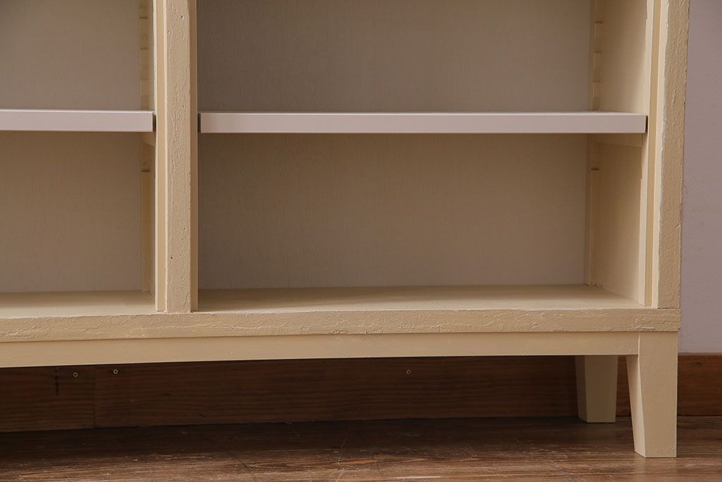 ペイント家具　淡い色合いが爽やかな印象のオープンラック(陳列棚、本棚、ブックシェルフ)(2)