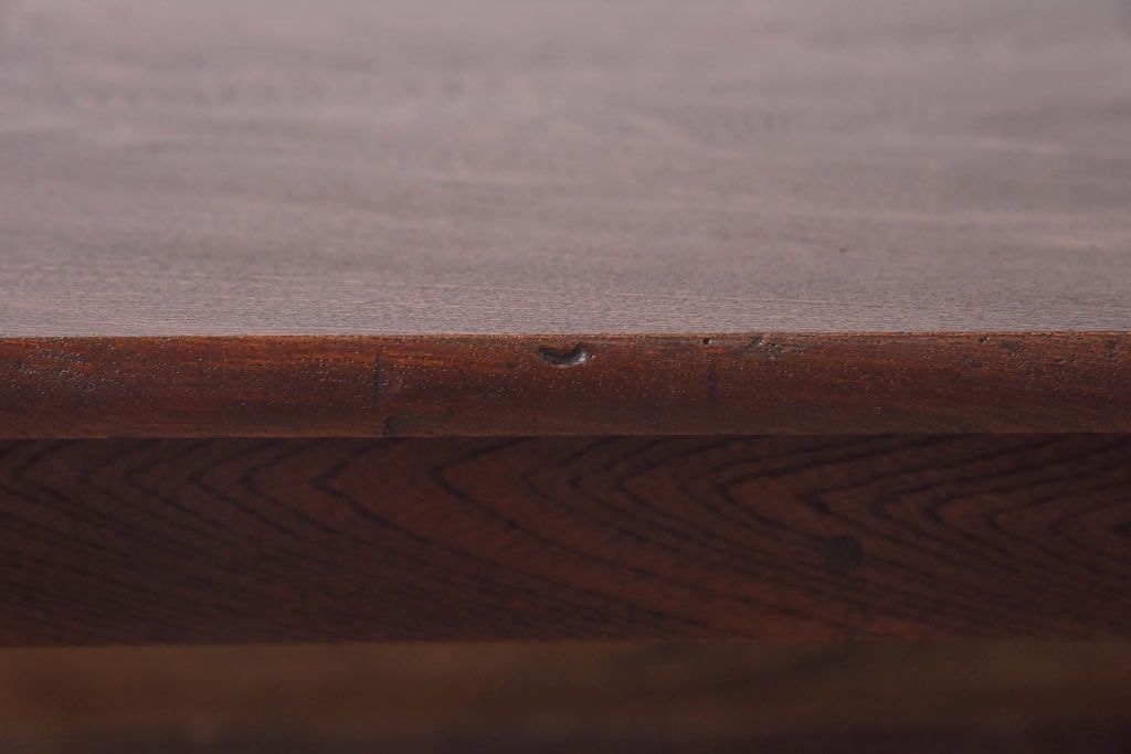 レトロ家具　昭和レトロ　栓材一枚板　和を感じる木目の角ちゃぶ台(座卓、ローテーブル)