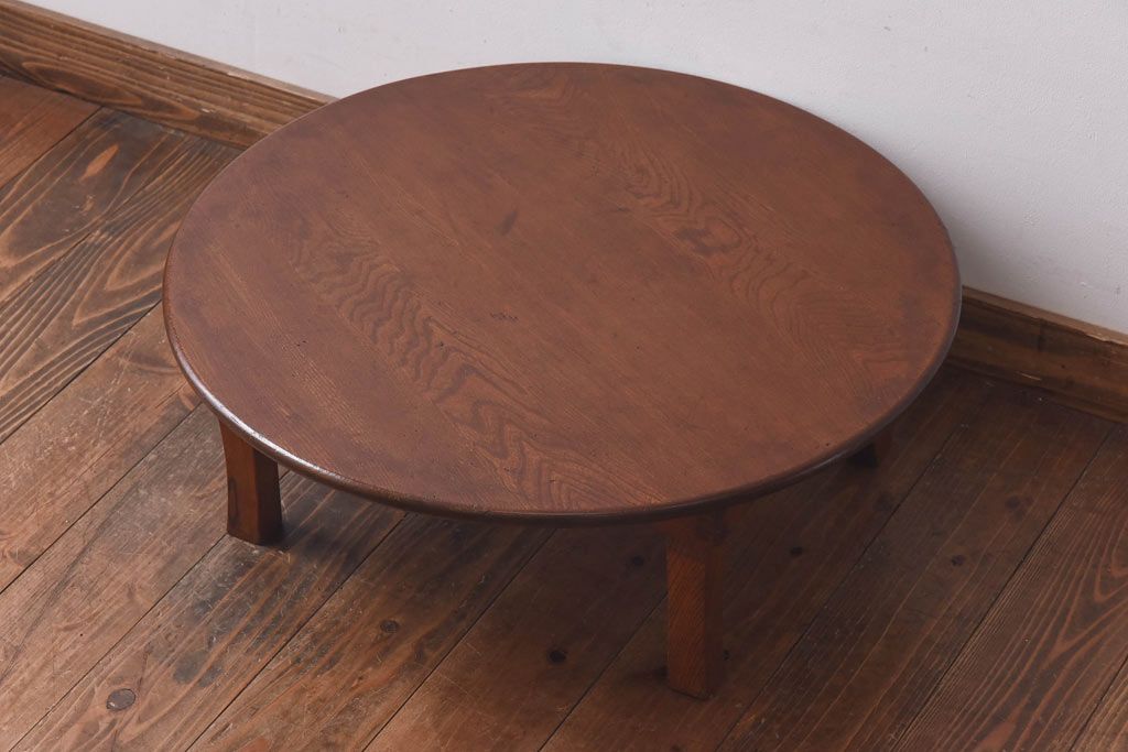 レトロ家具　昭和レトロ　シンプルなデザインの折り畳み式ローテーブル(ちゃぶ台、座卓)