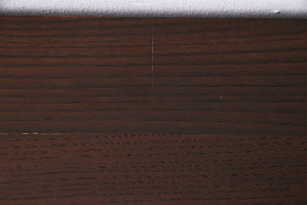 アンティーク家具　上手物!　結霜ガラス入り　黒柿使用　玉杢が見られる前面ケヤキ材のリメイクローボード(リビングボード)