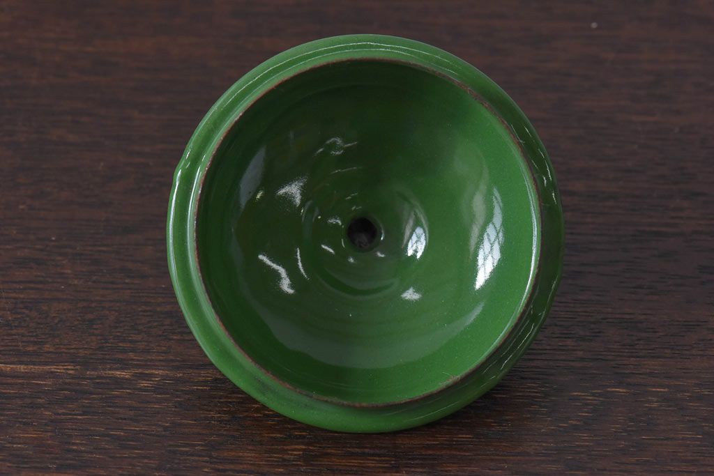 アンティーク雑貨　昭和レトロ　日本製　ツバサ　グリーンのホーローケトル(やかん、薬缶)