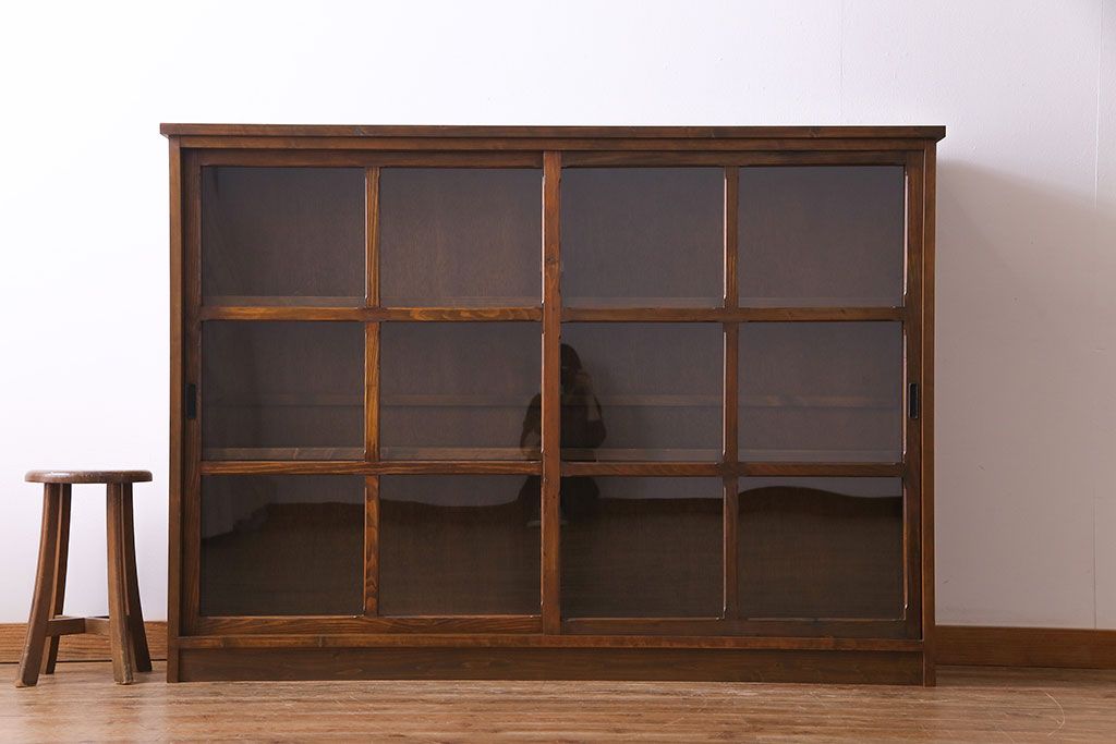 ラフジュ工房オリジナル　古い建具を活かしたガラス戸棚(食器棚、収納棚、陳列棚、キッチンボード)(3)