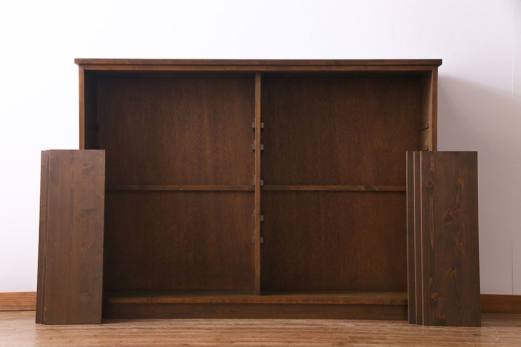 ラフジュ工房オリジナル　古い建具を活かしたガラス戸棚(食器棚、収納棚、陳列棚、キッチンボード)(3)