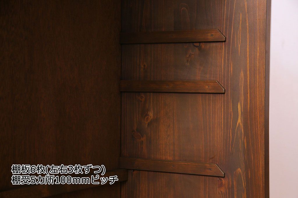 ラフジュ工房オリジナル　古い建具を活かしたガラス戸棚(食器棚、収納棚、陳列棚、キッチンボード)(3)