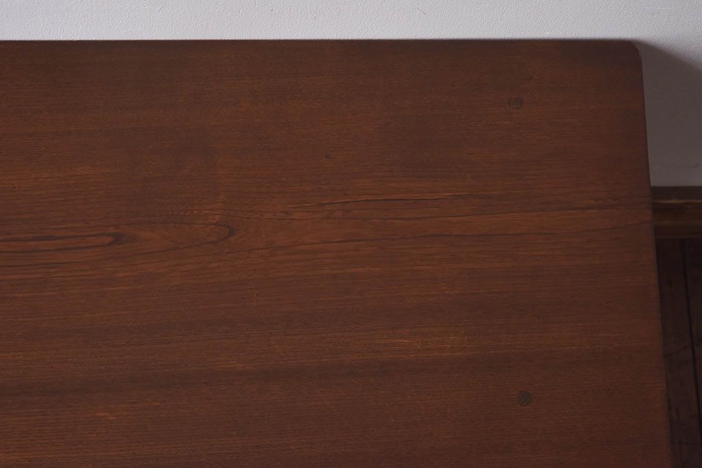 レトロ家具　昭和レトロ　栓材　レトロな模様の象嵌(ぞうがん)入り文机(座卓、ローテーブル、センターテーブル)