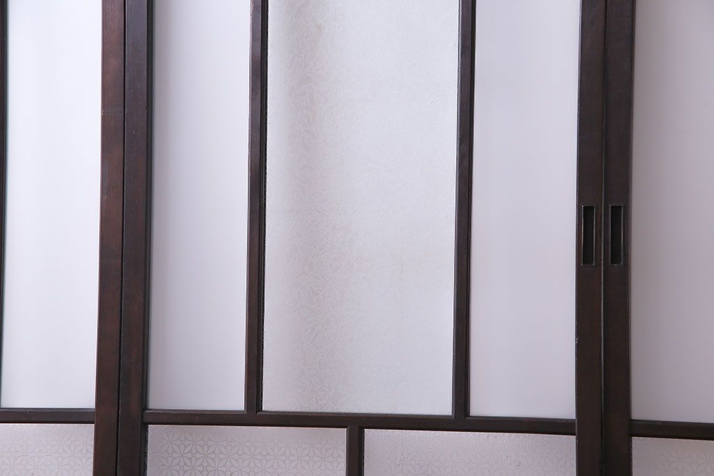【I様ご成約分】3種のガラス入り　花模様のカットガラスがレトロな引き戸(ガラス戸、建具)4枚セット