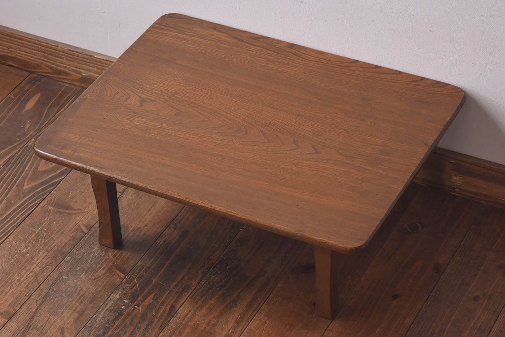 レトロ家具　昭和レトロ　栓材　和を感じる佇まいが魅力の角ちゃぶ台(ローテーブル、座卓)(2)