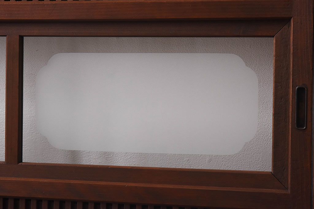 レトロ　倹飩式　上品な和の雰囲気漂う格子ガラス戸2枚セット(建具、引き戸)
