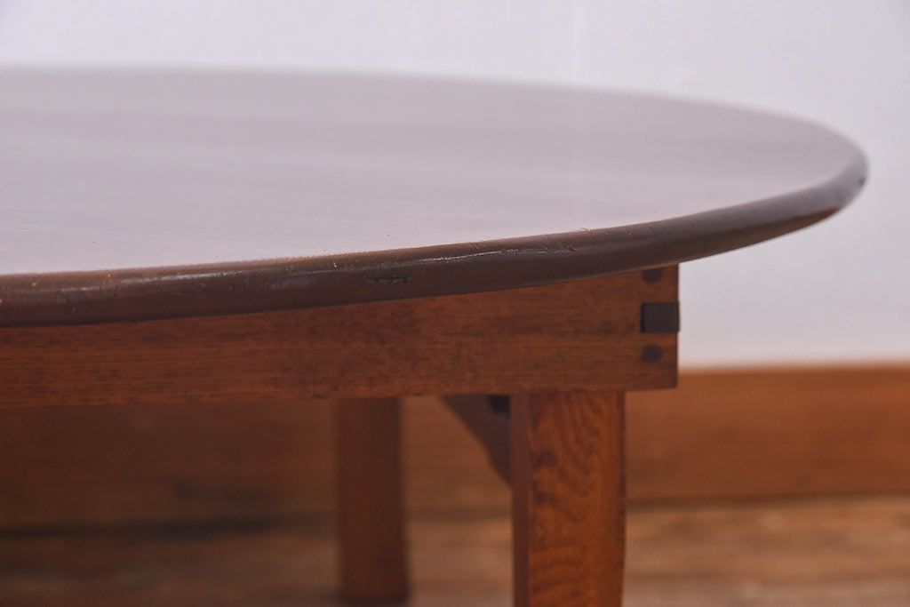 レトロ家具　昭和レトロ　栓材　和テイストの演出にぴったりの丸ちゃぶ台(ローテーブル、センターテーブル、座卓)