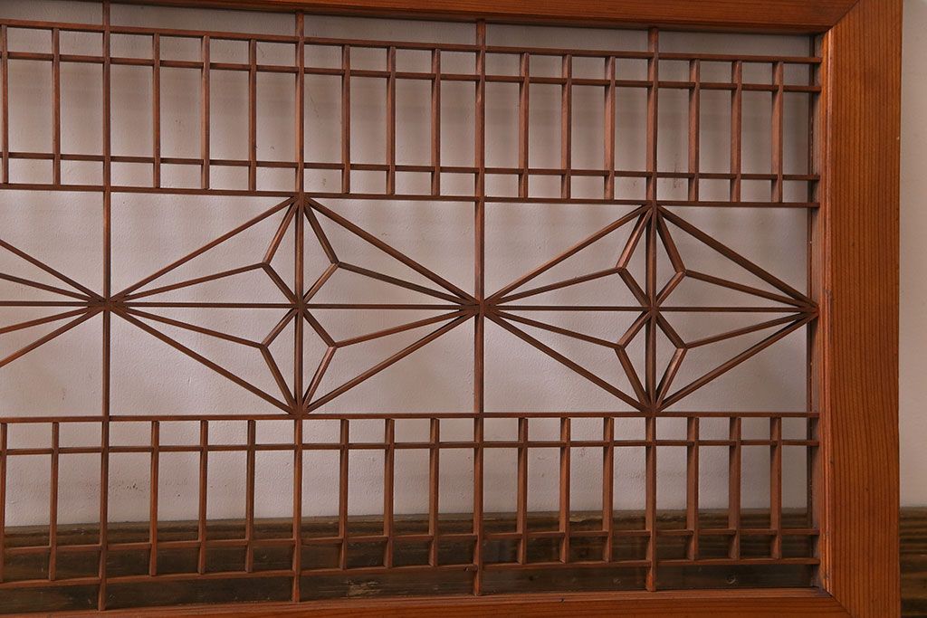 昭和期　繊細な和の雰囲気あふれる組子欄間(ガラス欄間、明り取り)
