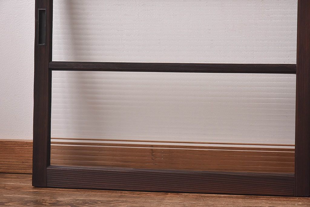 昭和レトロ　モールガラス　木製の温かな雰囲気が魅力な引き戸4枚セット(窓、ガラス戸)
