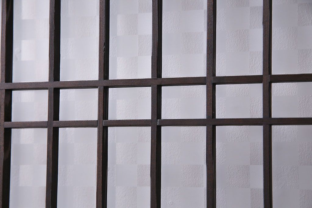 和製アンティーク　ラフジュ工房オリジナルガラス入り　和モダンの雰囲気を引き立てるガラス帯戸(板戸、引き戸、建具)2枚組