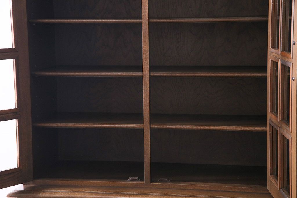 ビンテージ　永田良介商店　気品あふれる佇まいの格子型3枚扉食器棚(カップボード、飾り棚、収納棚、ヴィンテージ)(定価約126万円)(1)