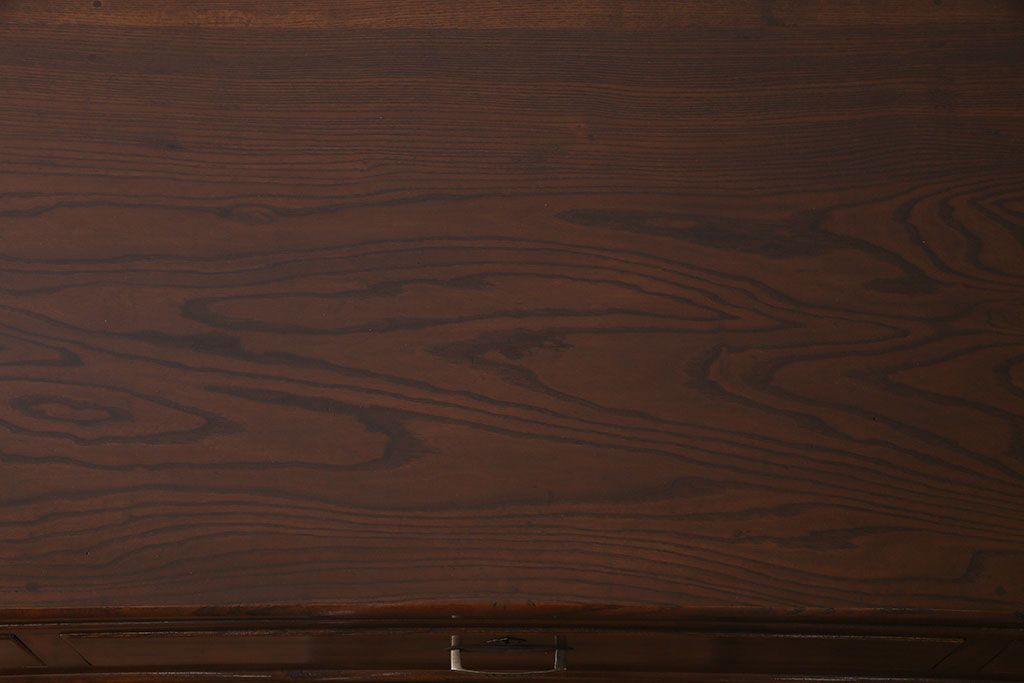 昭和中期　美品!ナラ材　風格のある佇まいの組み立て式両袖机(ワークデスク、在宅ワーク、在宅用、作業台)