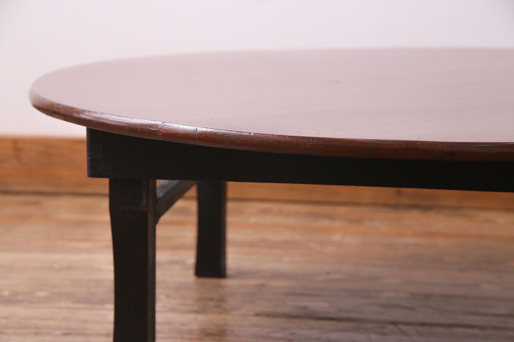 レトロ家具　昭和レトロ　栓材　和テイストの演出にぴったりの丸ちゃぶ台(ローテーブル、センターテーブル、座卓)(1)