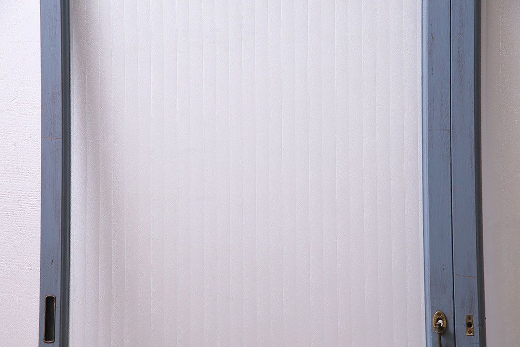 ペイント家具　銀モールガラス入り　レトロでシャビーな雰囲気を楽しめるガラス戸2枚セット(窓、引き戸)