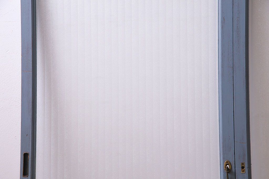 ペイント家具　チェッカーガラス入り!シャビーシックなガラス戸(窓、引き戸、建具)2枚組