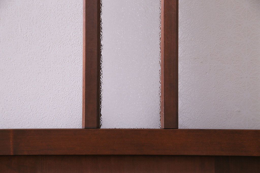 昭和レトロ　オリジナルガラス入り　異なるガラスの組み合わせがおしゃれなガラス帯戸2枚セット(引き戸、建具)