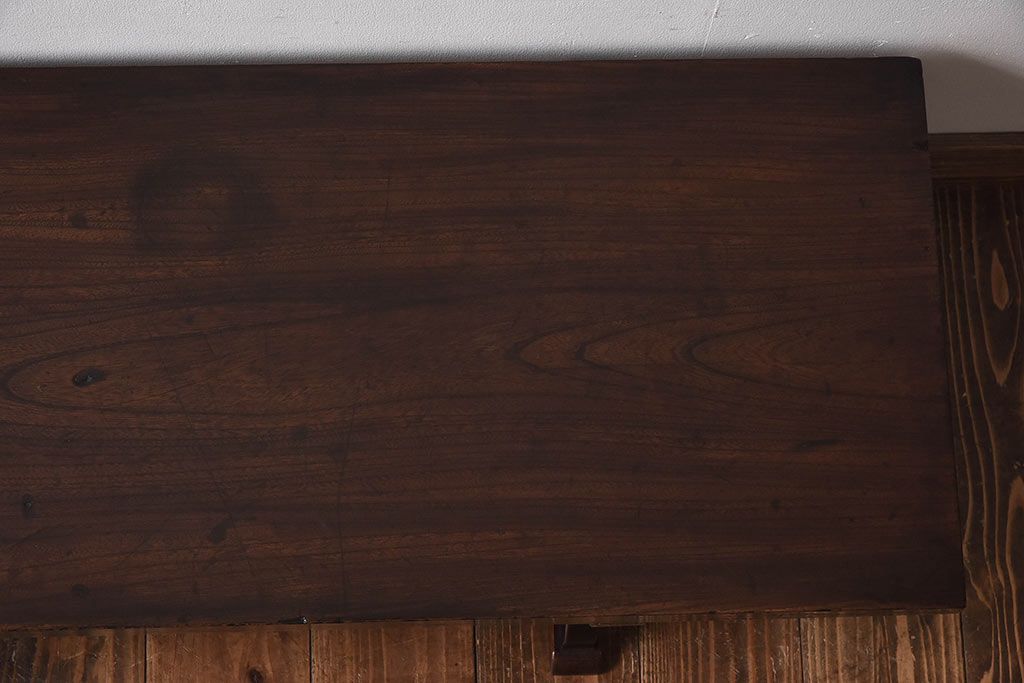 アンティーク家具　和製アンティーク　総ケヤキ材　贅沢な作りが魅力の文机(ローテーブル、座卓)