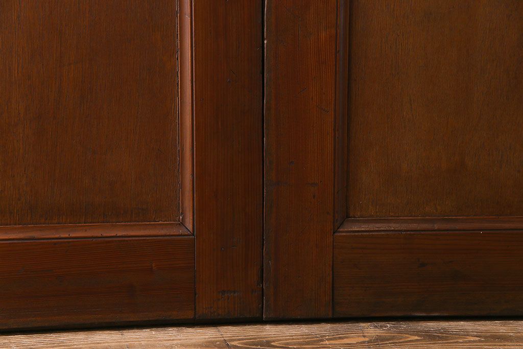 昭和レトロ　両開き　モールガラス入り!　大振りサイズが魅力的な親子ドア(建具、扉、木製ドア)1対