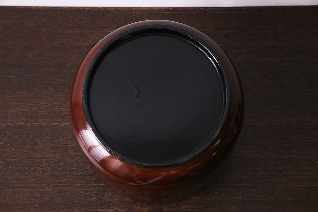 アンティーク雑貨　和製アンティーク　ケヤキ材刳り貫き　漆塗りが美しいおひつ(飯櫃)