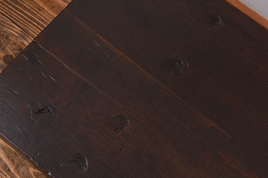 アンティーク家具　古民具・骨董　朴の木　深い色味の一枚板が魅力の裁ち板(作業台・ローテーブル・ローボード)