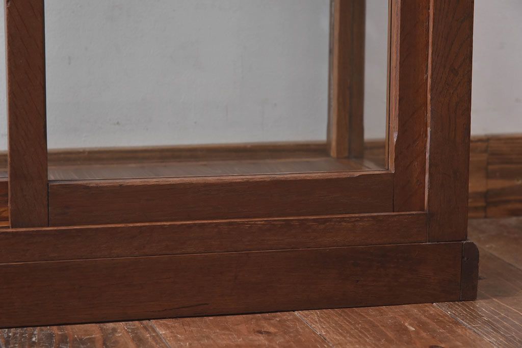 アンティーク家具　【S様売約済】昭和初期　ナラ材製　5面ガラスの薄型ショーケース(ガラスケース、飾り棚)