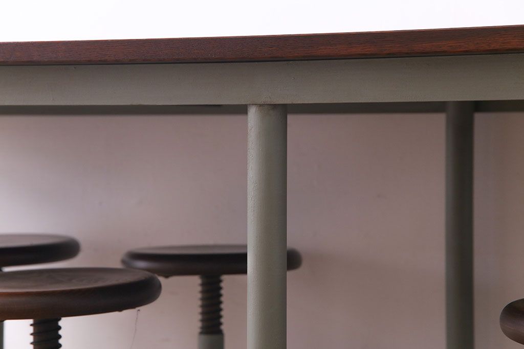 ラフジュ工房オリジナル 8脚格納スツール付きテーブル(ペイント作業台、机)