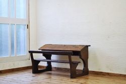 レトロ家具　昭和レトロ　栗・樺材　味わいのある趣が魅力の薄型ワークデスク(片袖机、在宅ワーク、在宅用)