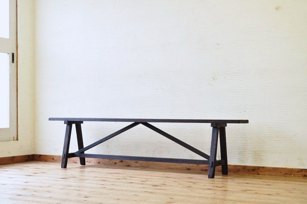 アンティーク家具　古い木味のシックなベンチ
