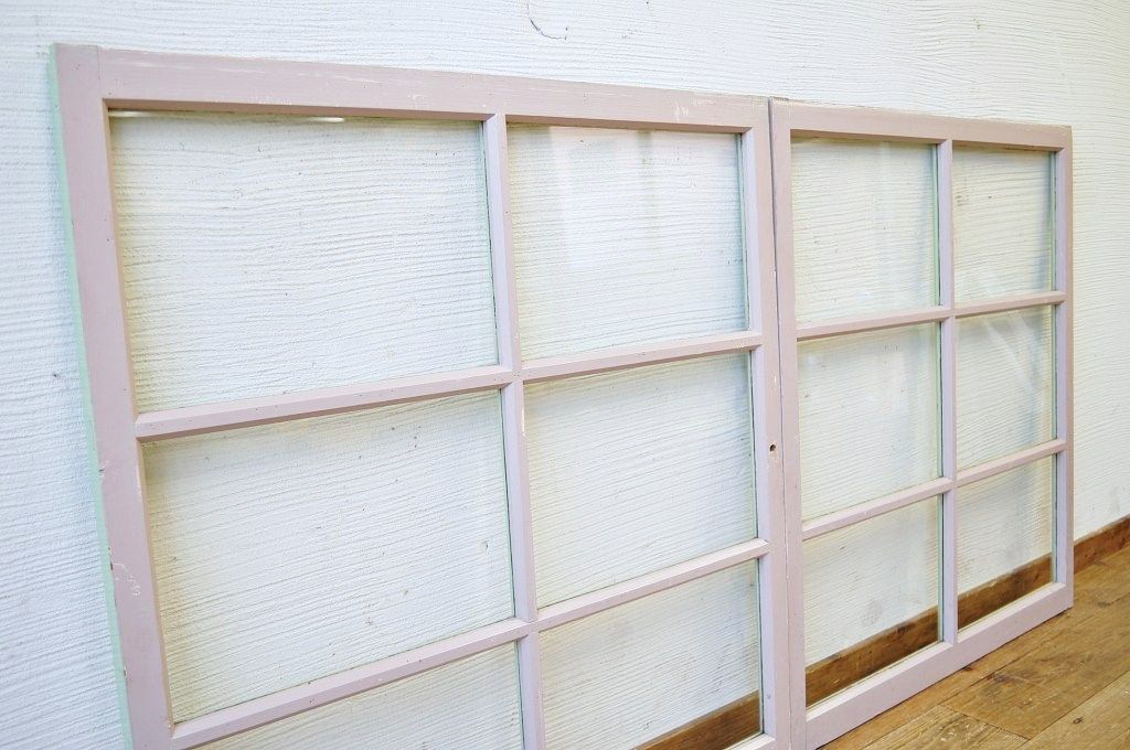 古い学校のペイント引き戸2枚セット3(窓)