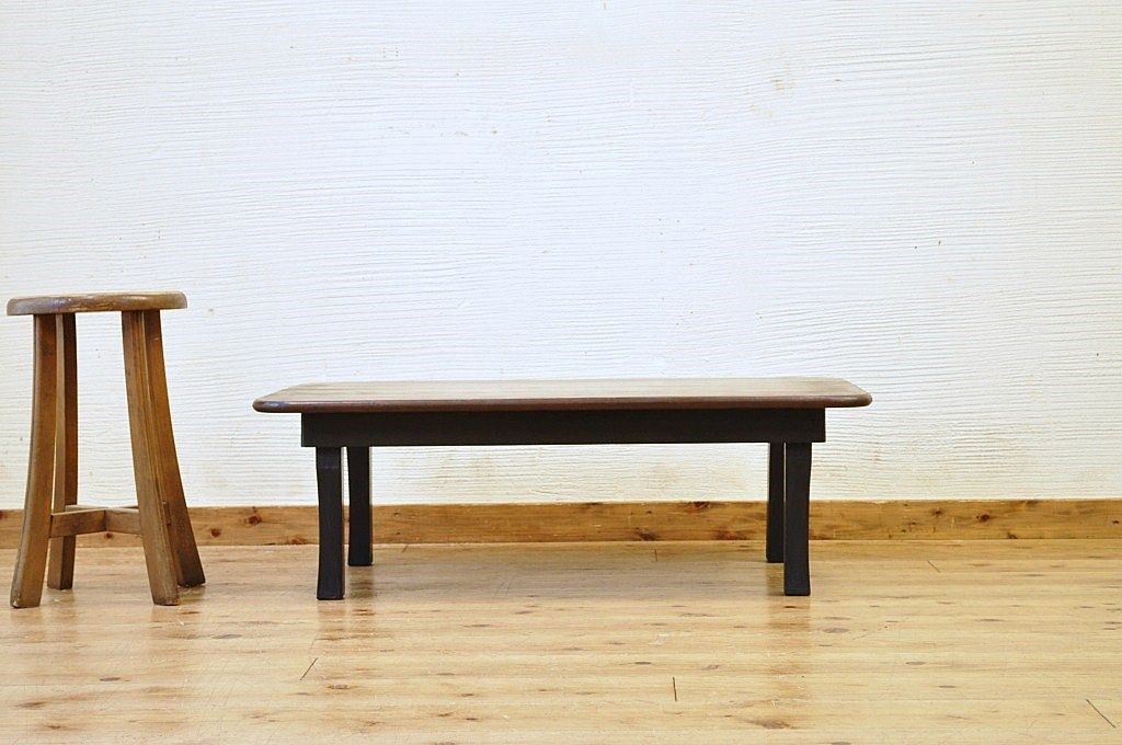 アンティーク家具　天板一枚板!古い栓材のちゃぶ台3