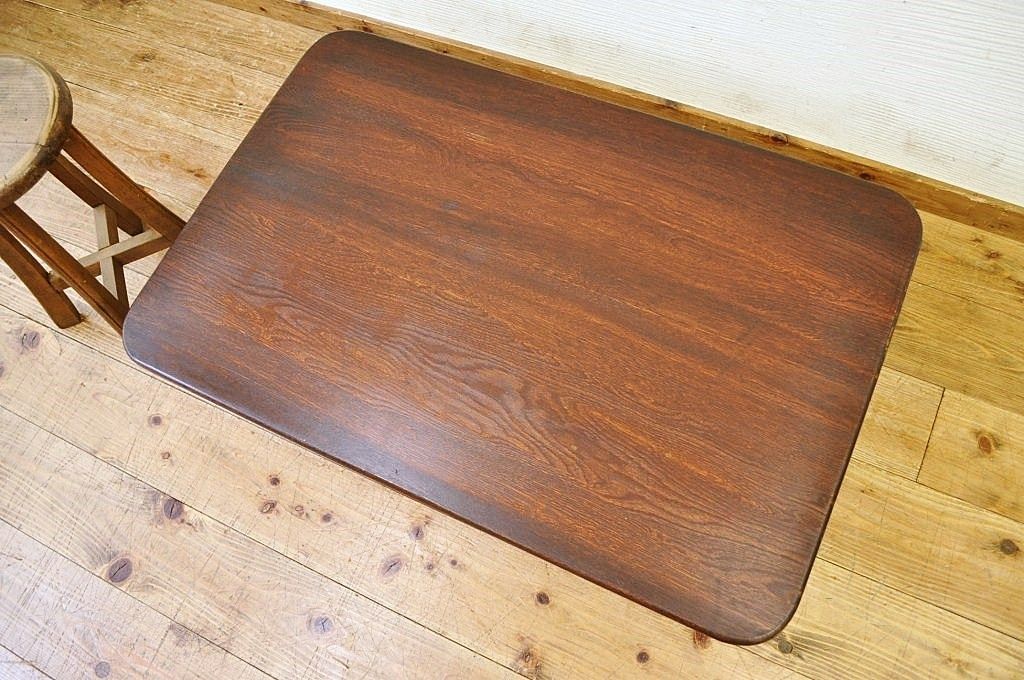 アンティーク家具　天板一枚板!古い栓材のちゃぶ台3