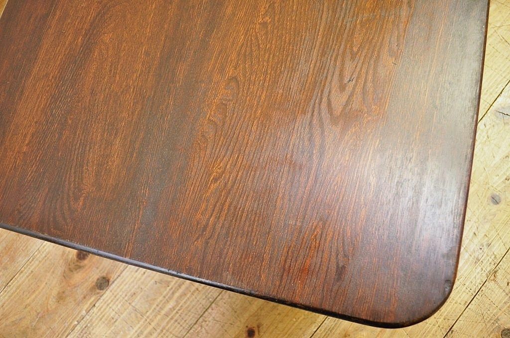 アンティーク家具　天板一枚板!古い栓材のちゃぶ台3