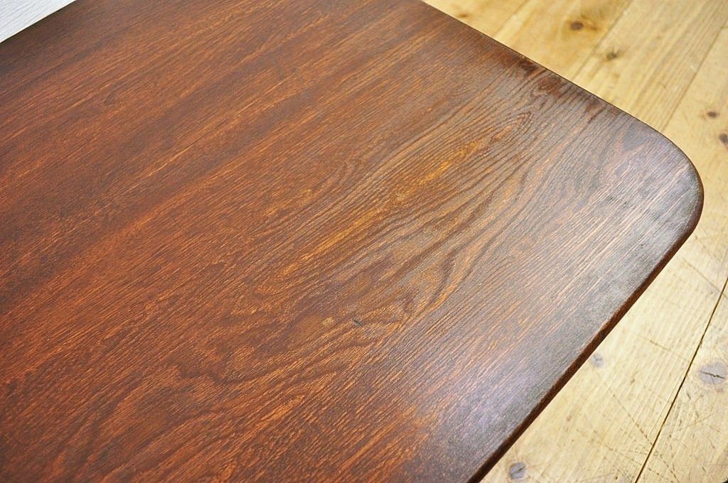 アンティーク家具　天板一枚板!古い栓材のちゃぶ台3