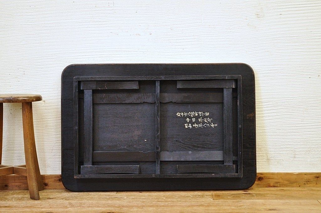 アンティーク家具　天板一枚板!古い栓材のちゃぶ台3