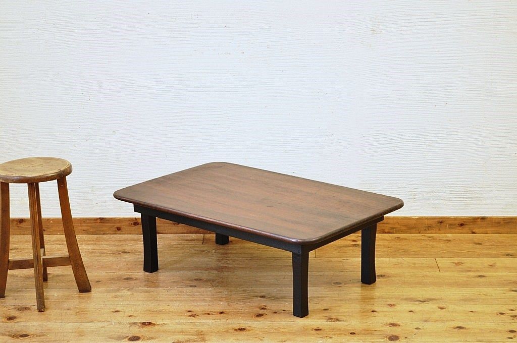 アンティーク家具　天板一枚板!古い栓材のちゃぶ台3