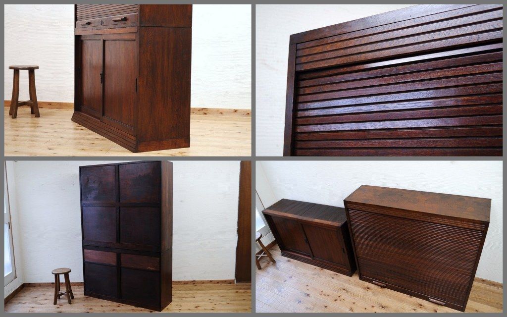 アンティーク家具　高級品　古いナラ材の上質なロールトップキャビネット(収納棚、本棚、本箱、ブックケース)